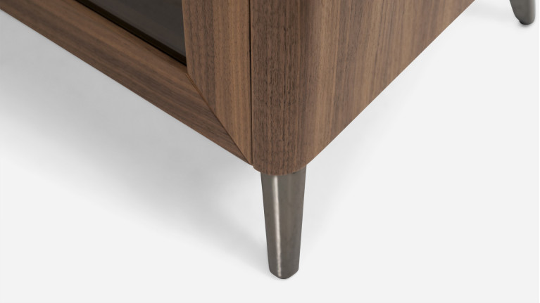 Vitrine OROS - Placage noyer naturel | Élégance sculptée et éclairage