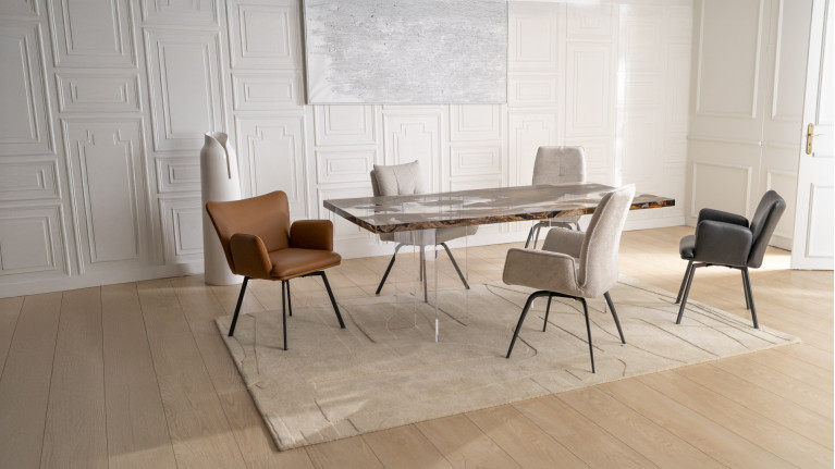 Fauteuil LEON | Confort contemporain et piètement acier design