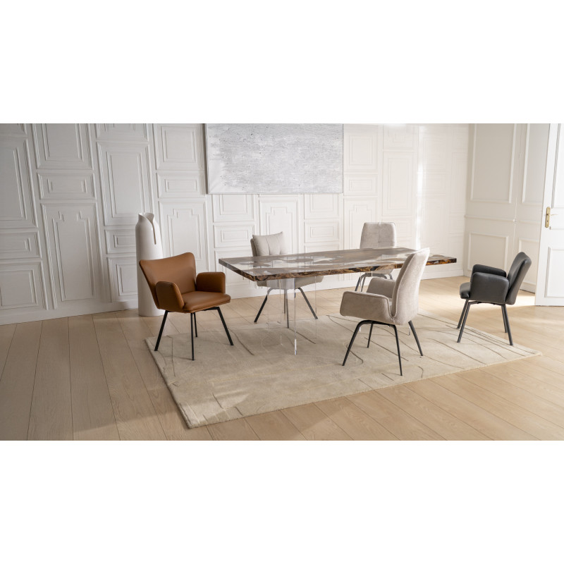 Fauteuil de salle à manger CELIA Tissu tramé