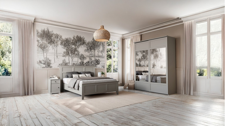 Lit BEAUMONT CELIO | Charme romantique en blanc lin ou gris galet