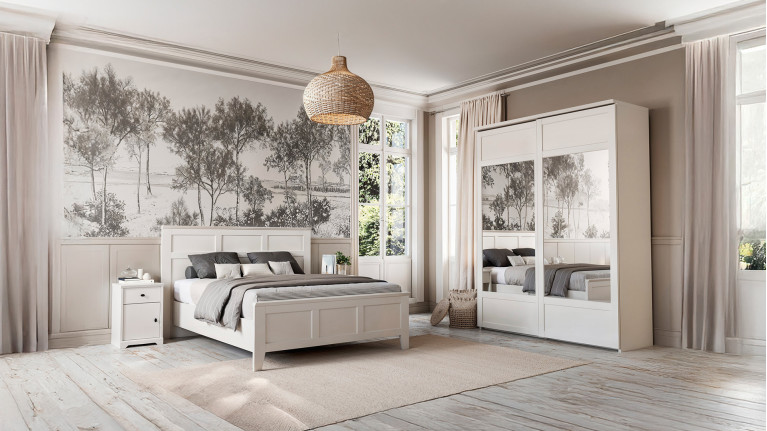 Lit BEAUMONT CELIO | Charme romantique en blanc lin ou gris galet