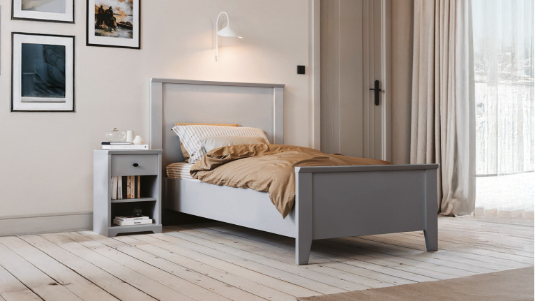 Lit BEAUMONT CELIO | Style charme revisité en blanc lin ou gris galet