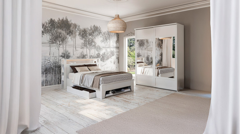 Lit BEAUMONT CELIO | Tête de lit avec tiroirs de rangement