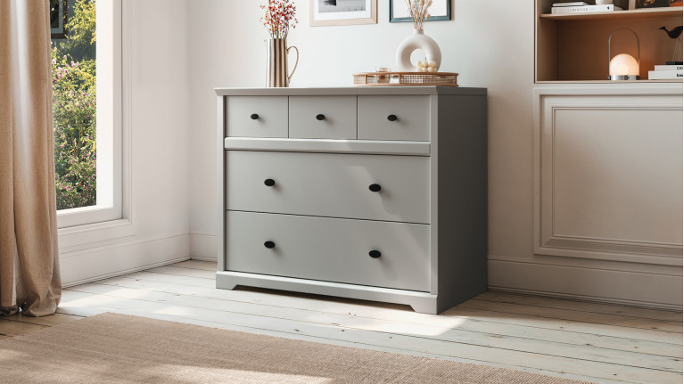 Commode BEAUMONT CELIO | 3 tiroirs en blanc lin ou gris galet