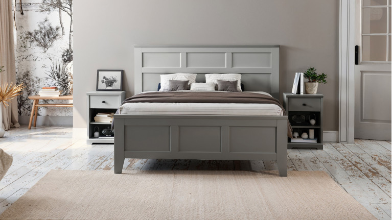 Lit BEAUMONT CELIO | Charme romantique en blanc lin ou gris galet