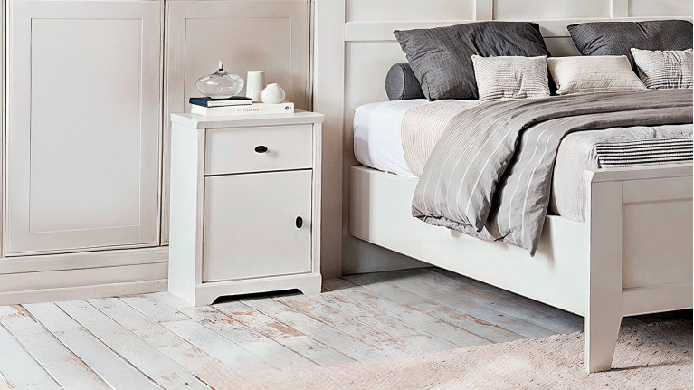 Chevet BEAUMONT CELIO | 1 tiroir ou 2 niches, blanc lin ou gris galet