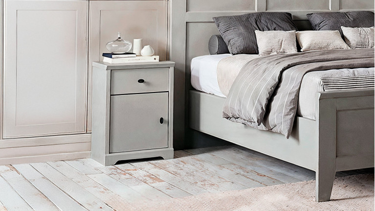 Chevet BEAUMONT CELIO | 1 tiroir ou 2 niches, blanc lin ou gris galet