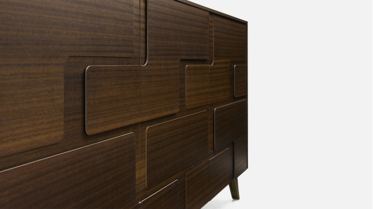 Buffet 4 portes eucalyptus PUZZLE | Élégance naturelle revisitée