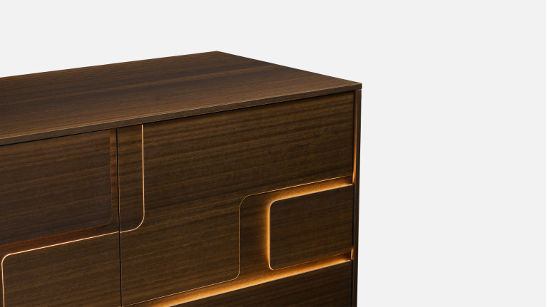 Buffet 4 portes eucalyptus PUZZLE | Élégance naturelle revisitée