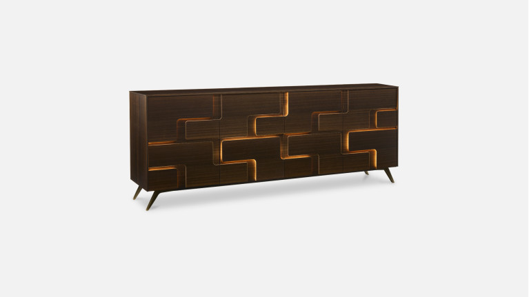 Buffet 4 portes eucalyptus PUZZLE | Élégance naturelle revisitée