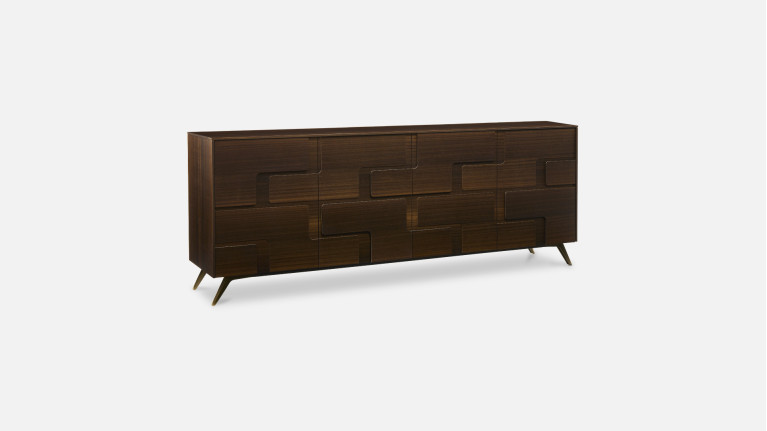 Buffet 4 portes eucalyptus PUZZLE | Élégance naturelle revisitée