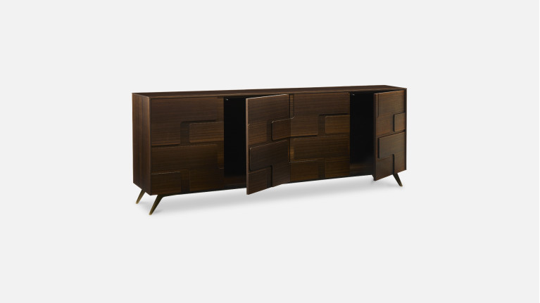 Buffet 4 portes eucalyptus PUZZLE | Élégance naturelle revisitée