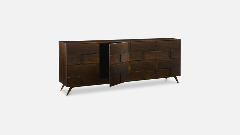 Buffet 4 portes eucalyptus PUZZLE | Élégance naturelle revisitée