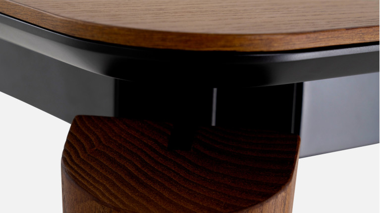 Table extensible COSMOS noyer | Allonge centrale et piètement frêne