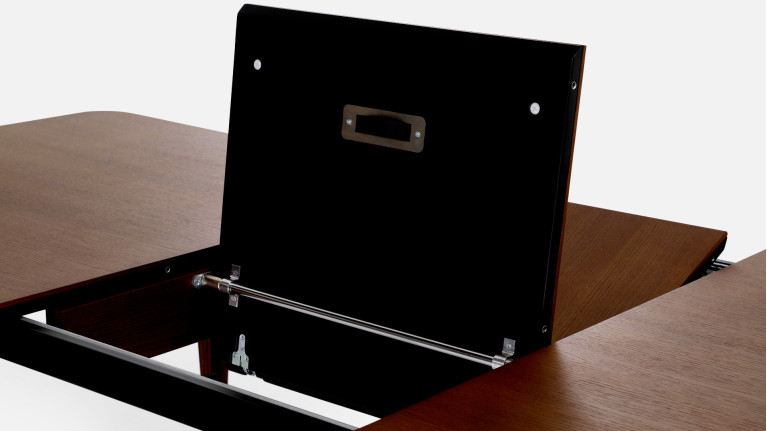 Table extensible COSMOS noyer | Allonge centrale et piètement frêne