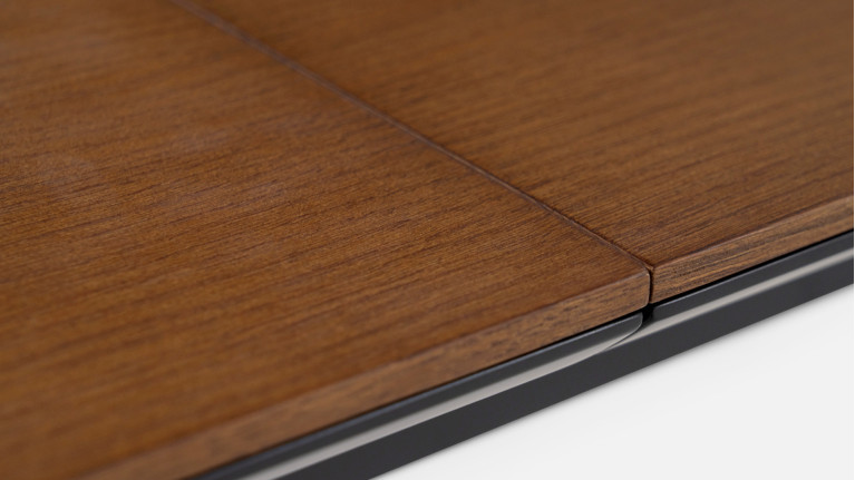 Table extensible COSMOS noyer | Allonge centrale et piètement frêne