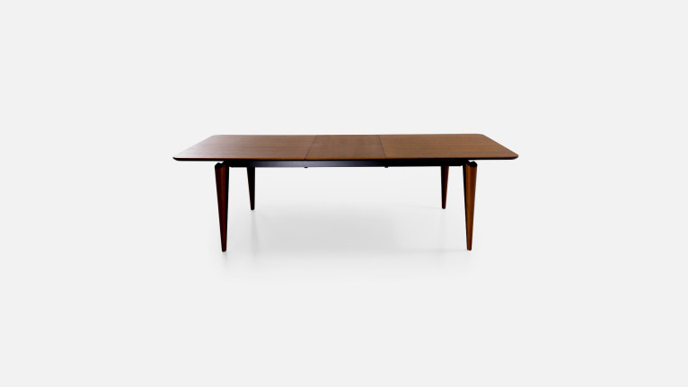 Table extensible COSMOS noyer | Allonge centrale et piètement frêne