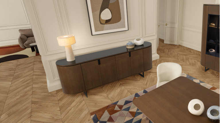 Buffet Cosmos noyer | Courbes douces et finitions haut de gamme