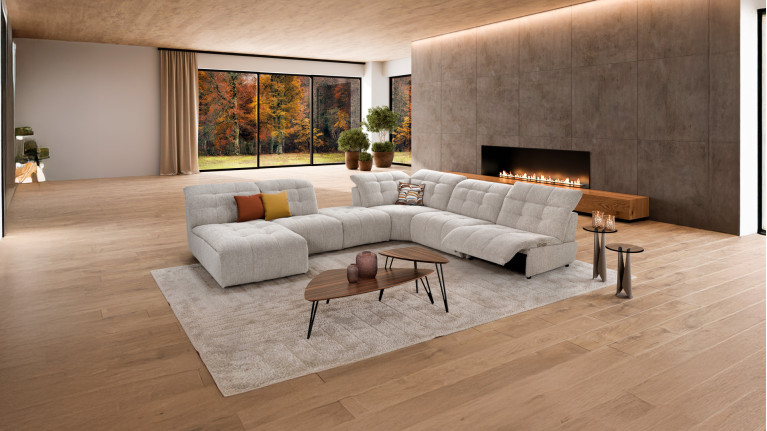 Canapé d'angle modulable relaxation électrique SAFRAN