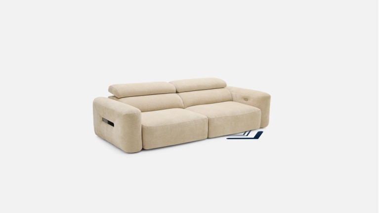 Canapé d’angle relaxation électrique RÉVÉLATION | Tissu beige