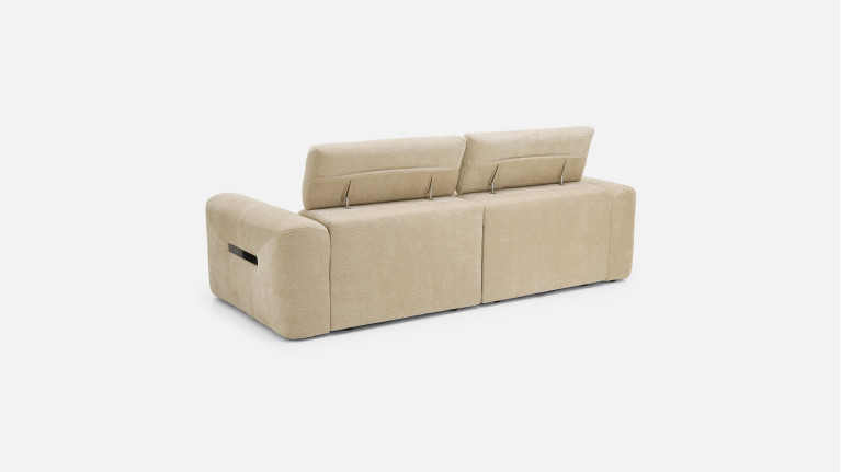 Canapé d’angle relaxation électrique RÉVÉLATION | Tissu beige