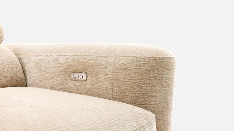 Canapé d’angle relaxation électrique RÉVÉLATION | Tissu beige