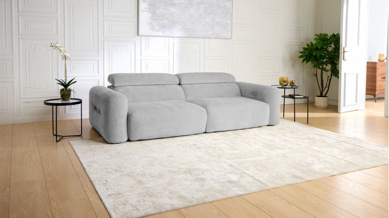 Canapé avec relaxation électrique RÉVÉLATION | Tissu beige