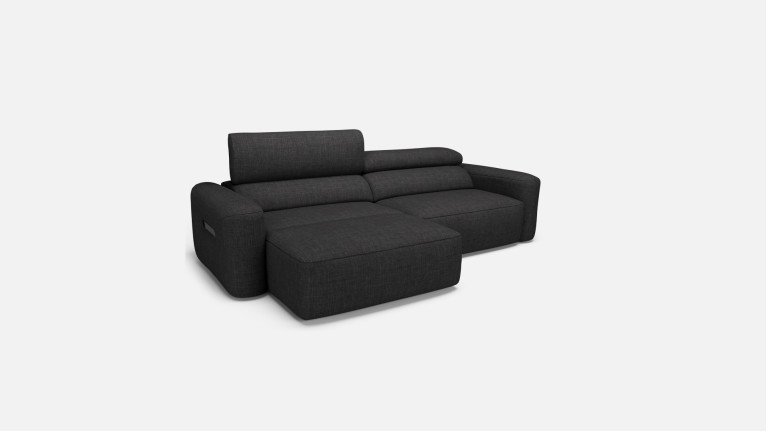 Canapé d’angle relaxation électrique RÉVÉLATION | Tissu beige