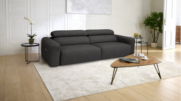 Canapé d’angle relaxation électrique RÉVÉLATION | Tissu beige