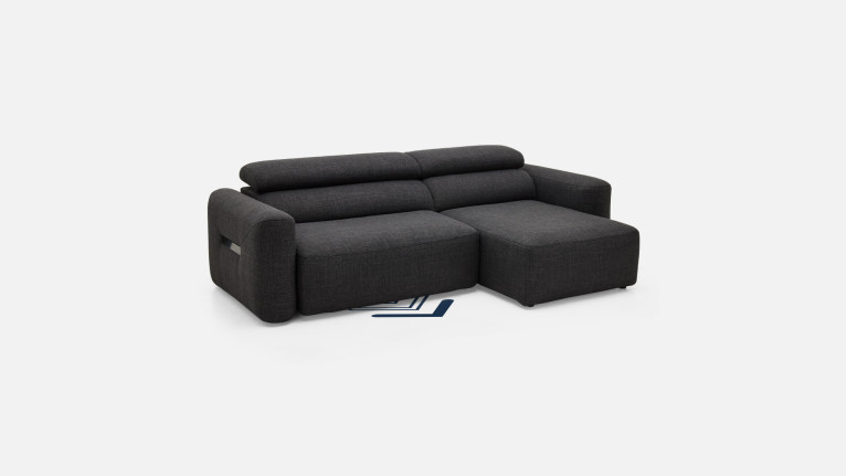 Canapé d’angle relaxation électrique RÉVÉLATION | Tissu beige