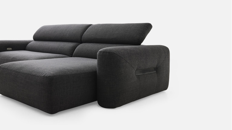 Canapé d’angle relaxation électrique RÉVÉLATION | Tissu beige