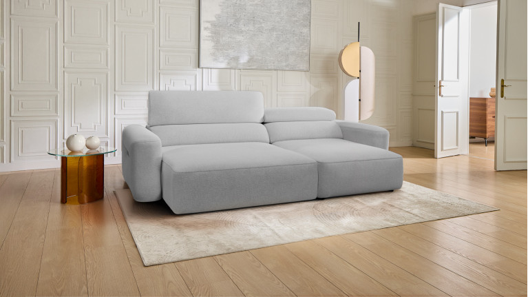 Canapé d’angle relaxation électrique RÉVÉLATION | Tissu gris