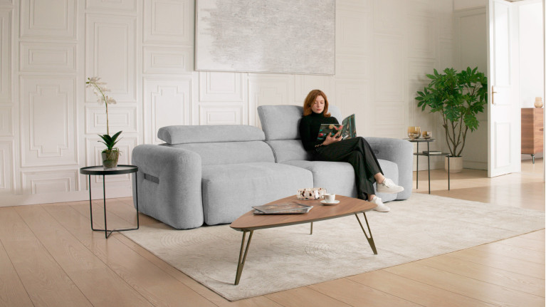 Canapé avec relaxation électrique RÉVÉLATION | Tissu beige