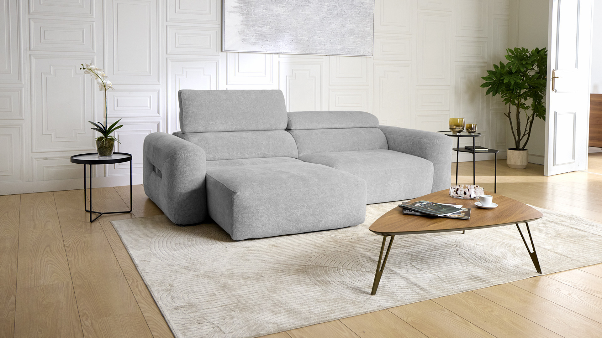 Canapé avec relaxation électrique RÉVÉLATION | Tissu beige