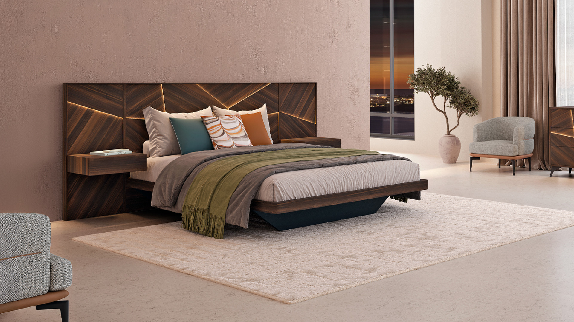 Ensemble de lit avec chevets ECLIPSE | Une chambre design