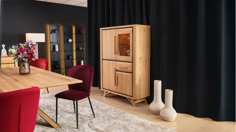 Vitrine ONTARIO en chêne massif | Rangement vitré