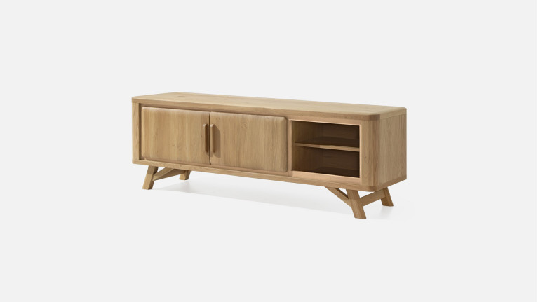 Meuble TV ONTARIO en chêne massif avec rangements