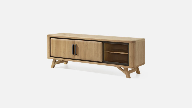 Meuble TV ONTARIO en chêne massif avec rangements