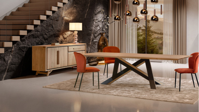 Buffet ONTARIO en chêne massif | 4 portes et rangement optimisé