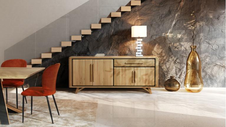 Buffet ONTARIO en chêne| 4 portes et rangement optimisé