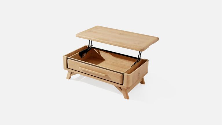 Table basse ONTARIO en chêne | Plateau relevable