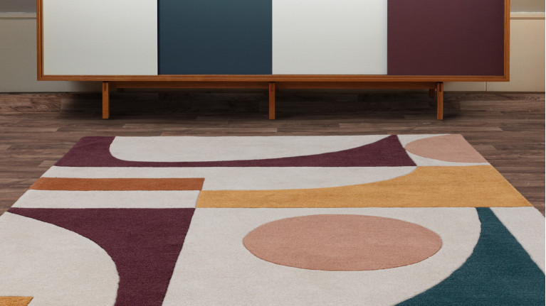 Tapis CONNECT en laine | Tapis graphique multicolore