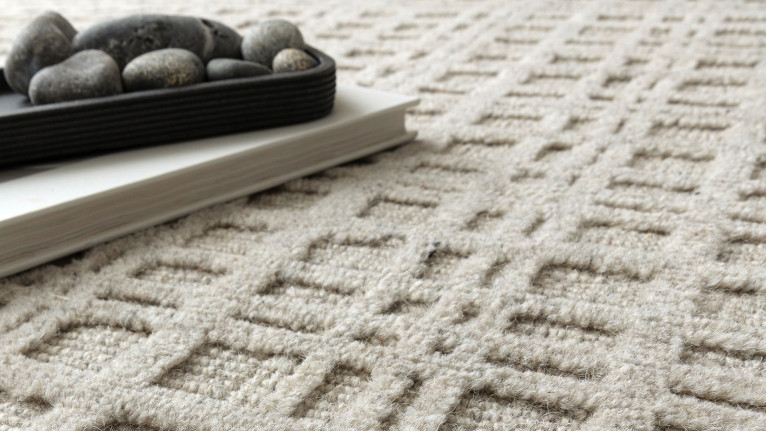 Tapis THATCH en laine | Tapis greige tissé main