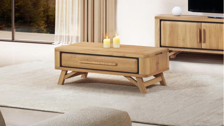 Table basse ONTARIO en chêne | Plateau relevable