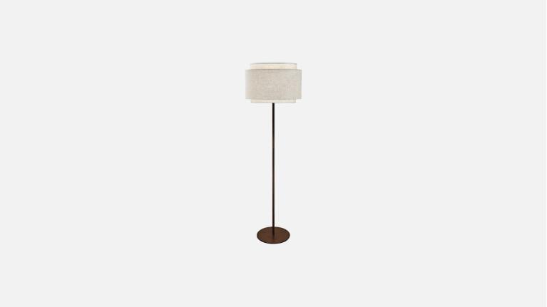 Lampadaire TAKAI en textile et laiton | Design élégant