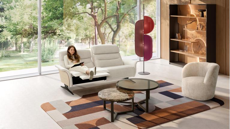 Canapé relaxation manuelle 3 places tissu PEGASUS | Design raffiné