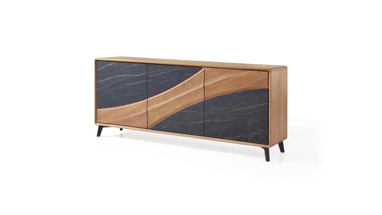Buffet 3 portes CANYON — Chaleur du chêne et céramique marbrée