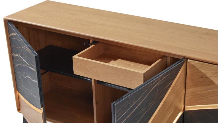 Buffet 3 portes CANYON — Chaleur du chêne et céramique marbrée