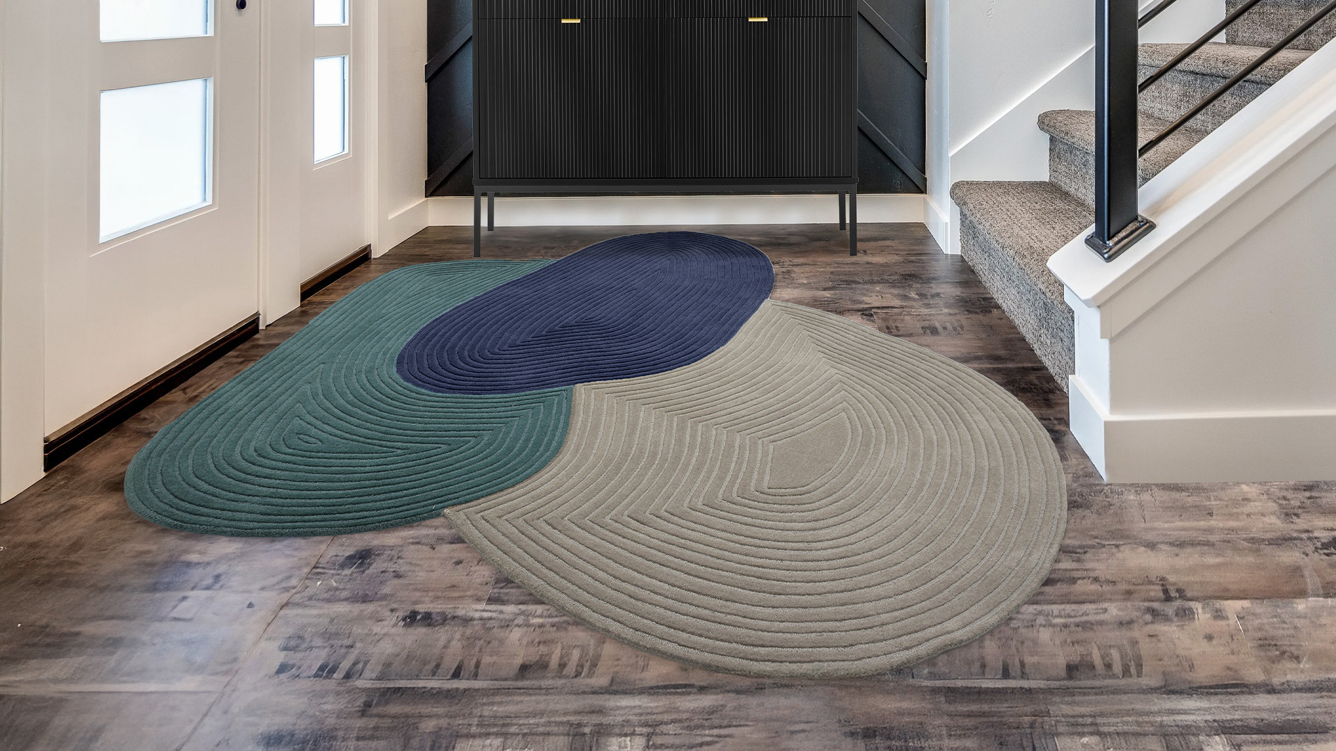 Tapis PEBBLE en laine | Tapis ovale graphique