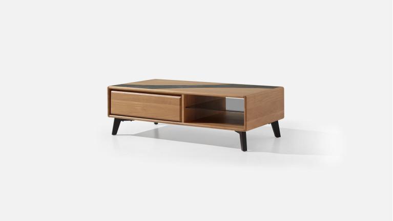 Table basse CANYON — Céramique marbrée et chaleur du chêne